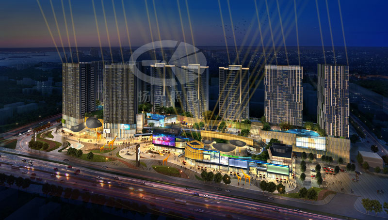 商業(yè)綜合體亮化設(shè)計(jì)鳥瞰圖